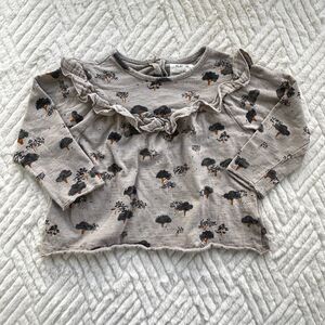 Play Up Baby 24M Tree Print Ruffle Long Sleeve Organic Cotton Top